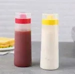 2-pack Porous Squeeze Bottles,Leak Proof Refillable Condiment Container for Kitchen Use,Salad Dressings,top dispensers for ketchup mustard mayo hot sauces olive oil(10 oz)