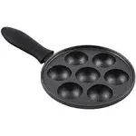 Upstreet Cast Iron Aebleskiver Pan/Ebelskiver Pan/Ideal for Mini Pancake Mold, Cake Pop Pan, and Takoyaki Maker for Danish Stuffed (Black)