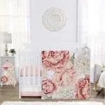 Sweet Jojo Designs Girl Baby Crib Bedding Set - Pink and Ivory Peony Floral Garden Collection 4pc