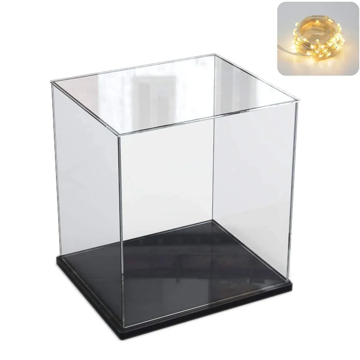 Thickened Clear Acrylic Display Case with Wood-Plastic Base for Lego 21349 10297 43244 10278 Collectibles Transparent Box Self-Assembly for Figures