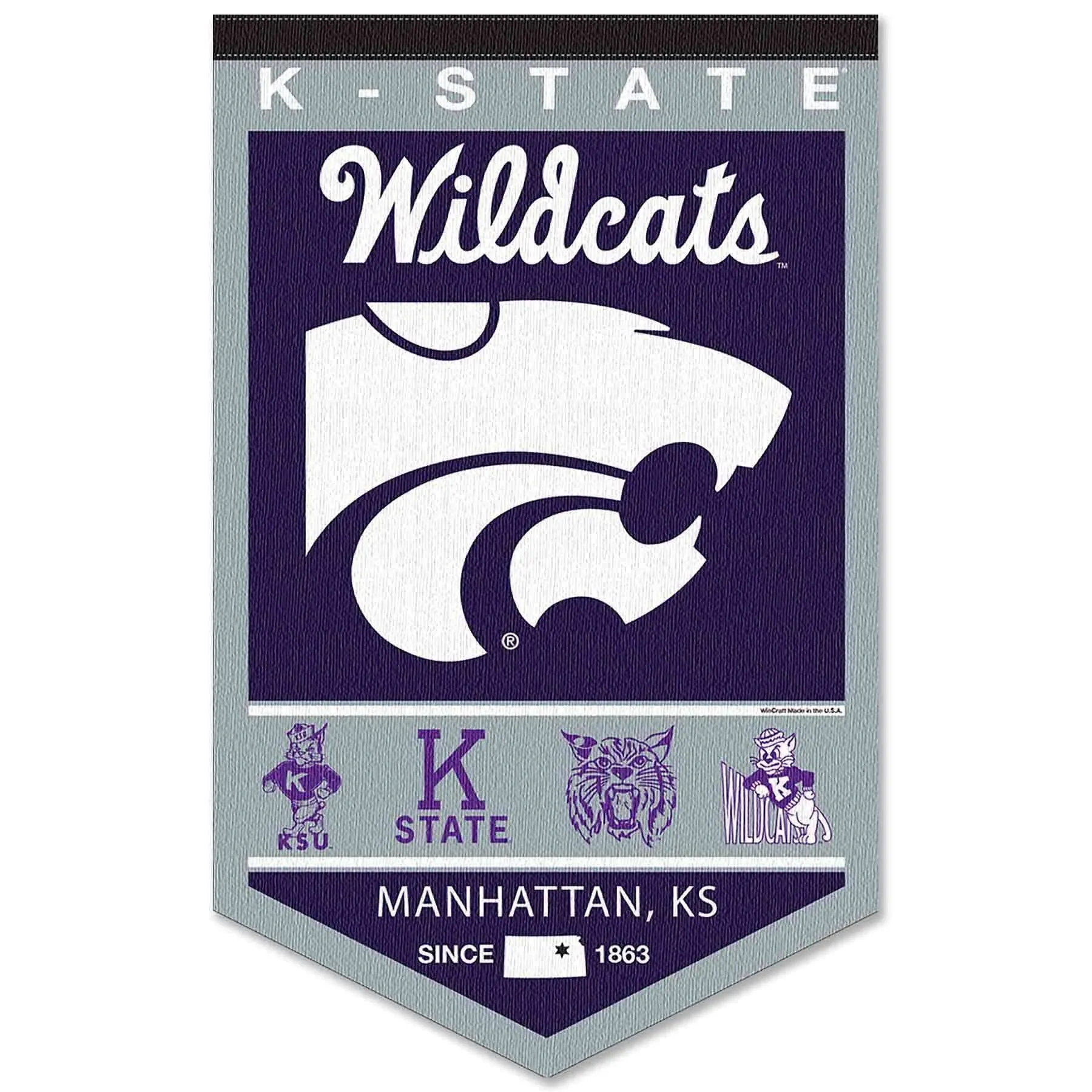 Kansas State Wildcats Heritage Logo History Banner Pennant