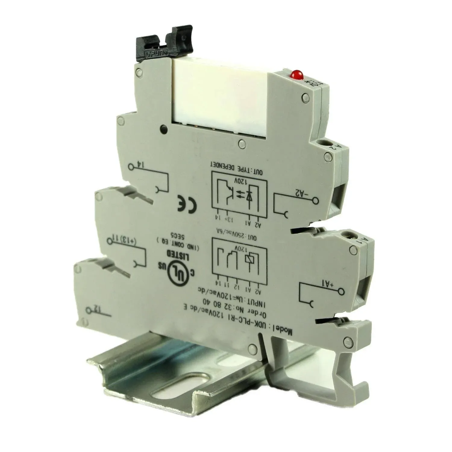 ASI ASI328040 ASIUDK-PLC-RI120Vac/dcE Pluggable SPDT Relay with Low Profile DIN ...