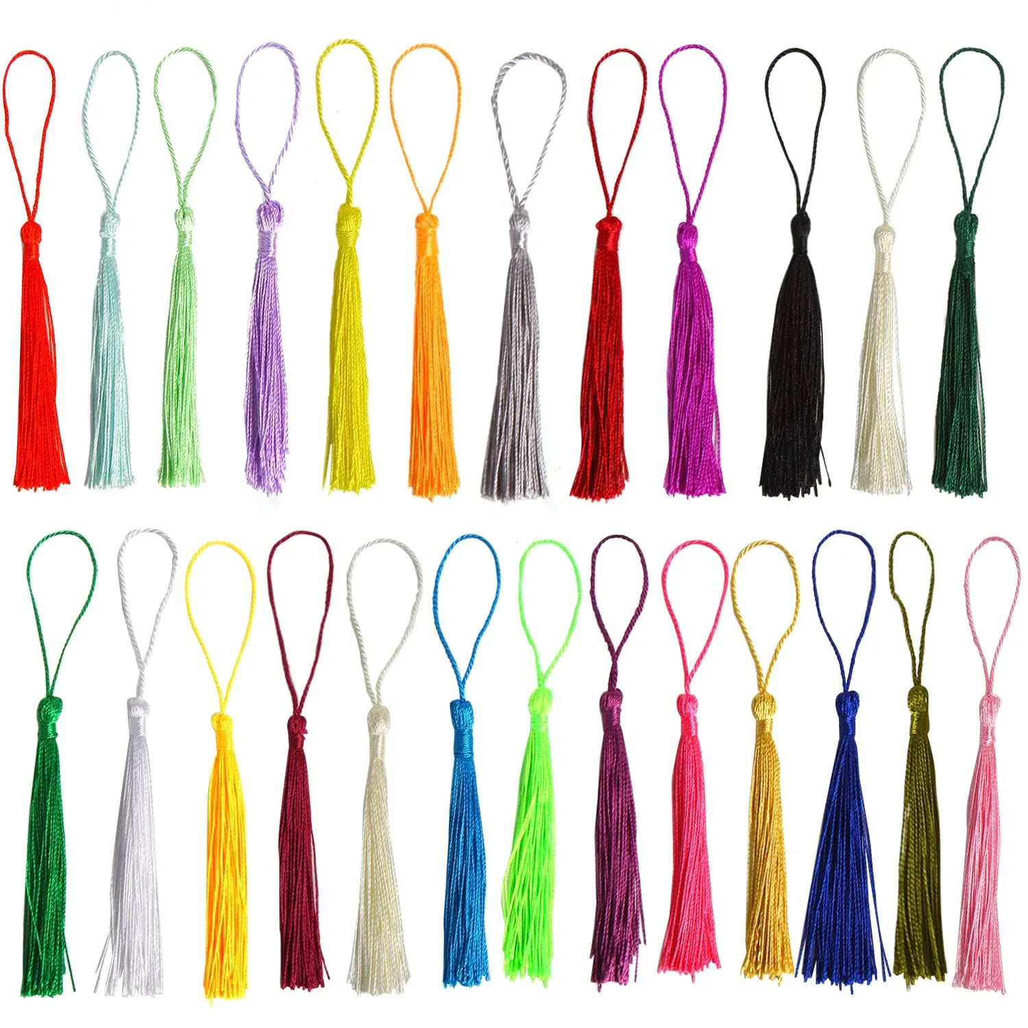 100 PCS 5 Inch Mini Tassels with Cord Loop for Craft MakingFloss BookmarkSouv..<wbr/>.