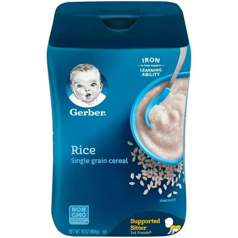 Gerber Single-Grain Rice Baby Cereal, 16 Oz (Pack of 6)