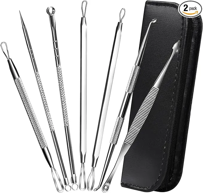 Teenitor 7 in 1 Pimple Popper Tool Kit Blackhead Remover Tools Blackhead Extractor, Pimple Extractor Pimple Popper Tool Zit Popper Tool Acne Tools Comedone Extractor Black Head Remover for Face