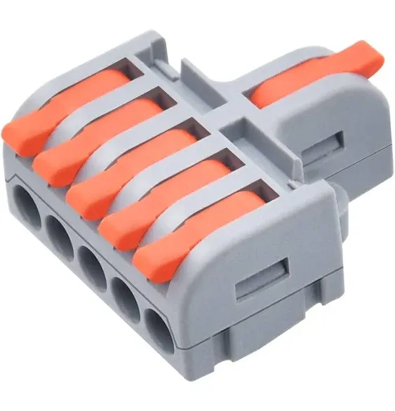 10Pcs Lever Wire Connectors, 1 in 5 Out DIY Mini Splicing Compact Quick Push-in Electrical Connectors, 24-12 AWG