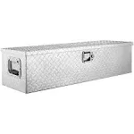 VEVOR Heavy Duty Aluminum Truck Bed Tool Box, Diamond Plate Tool Box with Side Handle and Lock Keys, Storage Tool Box Chest Box Organizer for Pickup, Truck Bed, RV, Trailer, 48"x15"x15", Silver