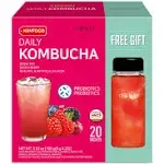 KAYFOOD Daily Kombucha Powder Tea 5G x 20 Sticks (100g/3.52oz) with Bottle Sugar Free Diet Tea (SevenBerry Bottle Set)