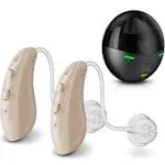 RCA OTC Behind-the-Ear Hearing Aids with Charging Case, Beige