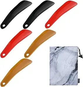 Cosmos Pack of 6 Plastic 6.3" Shoe Horn Travel Shoehorns