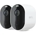 Arlo Pro 4 Spotlight Camera 4 Pack - Wireless Security, 2K Video & HDR, Color Night Vision, 2 Way Audio, Direct to WiFi No Hub Needed, VMC4450P (RENEWED)