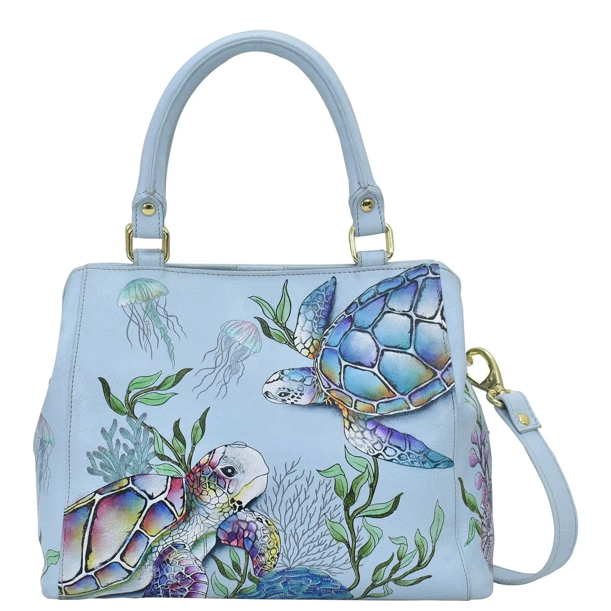 Buy Underwater Beauty Leather Hand Painted Multi Compartment Satchel - 690 – Anuschka Leather