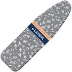 happhom Ironing Board Cover and Pad Extra Thick Heavy Duty Padded 4 Layers, Silver Coated Ironing Board Cover, Non Stick Scorch and Stain Resistant Standard Size 15x54 inch with Elasticized Edges