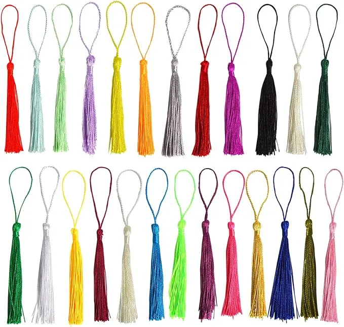 100 PCS 5 Inch Mini Tassels with Cord Loop for Craft MakingFloss BookmarkSouv..<wbr/>.