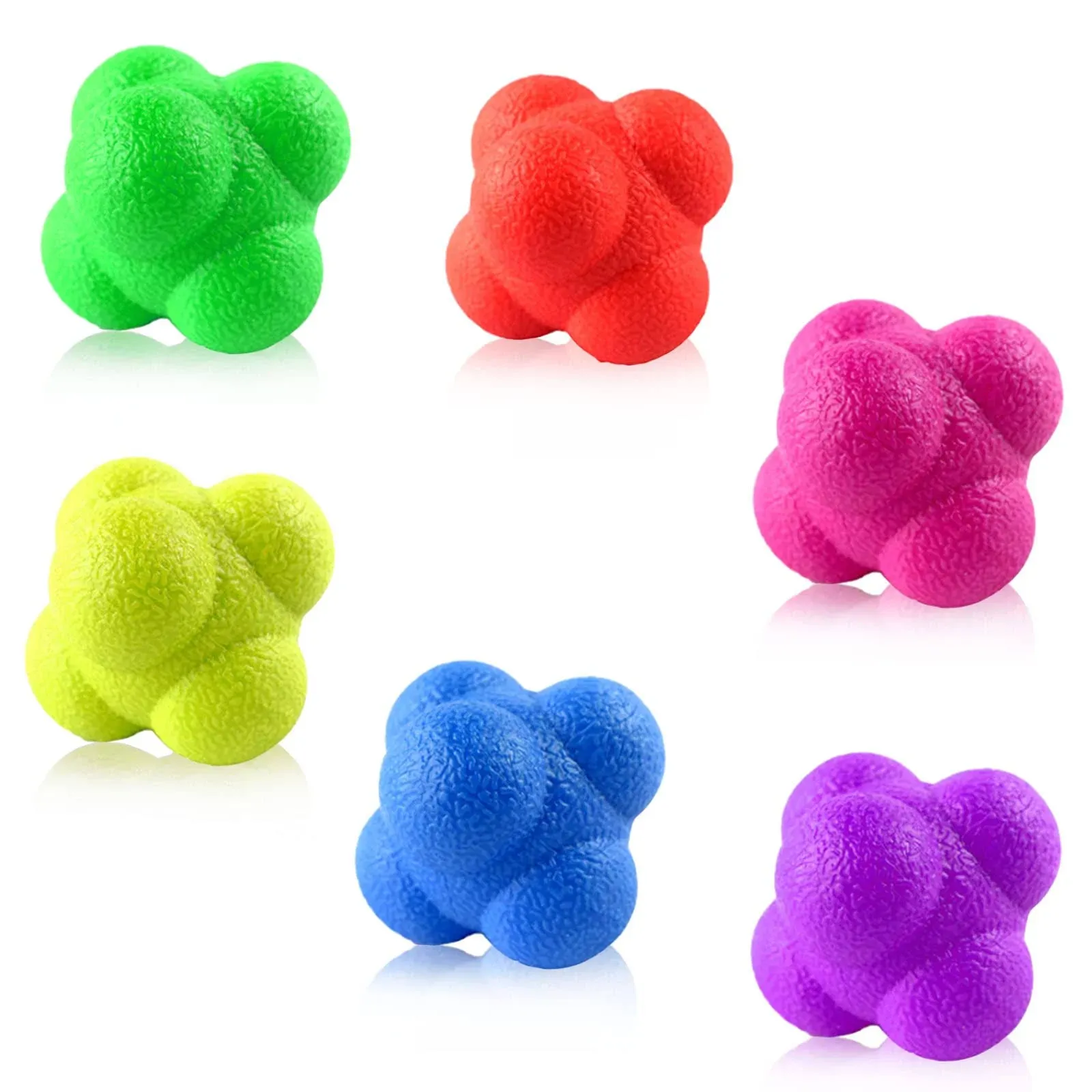 SHATSS 6 Pcs Rubber Reaction Bounce Balls for Hand-eye Coordination,improve ...