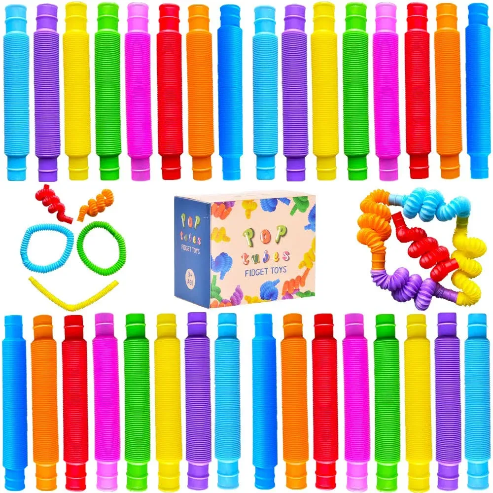 32Pack Pop Tubes, Fidget Tubes for Children and adult Sensory Fidget Toy Set