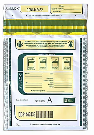 Control Group Tamper-Evident Deposit Bags, 9&quot; x 12&quot;, White, Pack Of 100