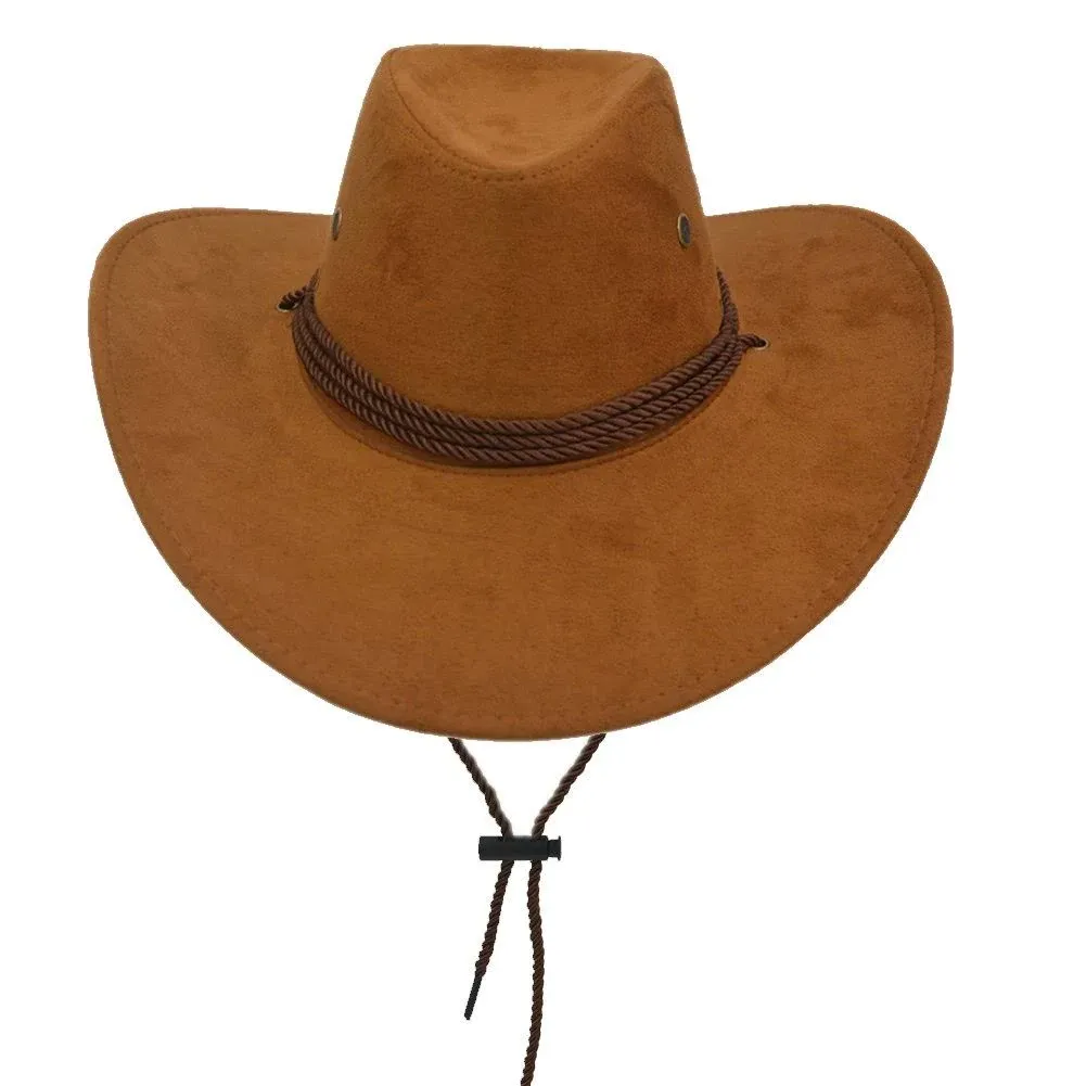 Adult Western Suede Hat Cowboy Outdoorsman Hat Travelling Summer Cap