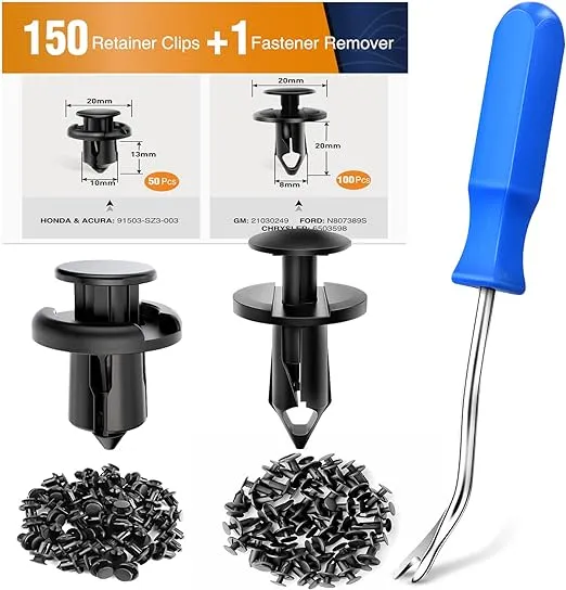 GOOACC 150 pcs Push-Type Bumper Fasteners Rivet Clips-2 Sizes Universal Auto Clips & Fastener for Bumper Fender Clips Replacement-Fastener Removal Tool Included (150PCS Clip)