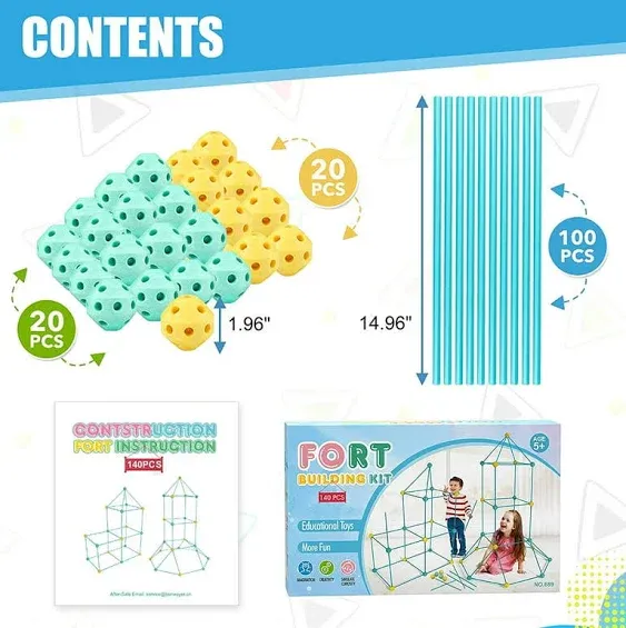 Fort Building Kit for Kids, 140pcs STEM Toys for Boys 4-12Y, Kids Tunnel DIY Fort Building Castles Indoor Outdoor Toy