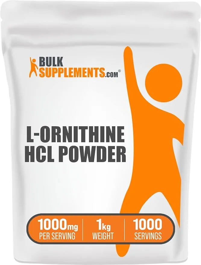 BulkSupplements.com L-Ornithine HCl Powder - L-Ornithine Hydrochloride, Ornithine Supplement - Amino Acids Supplement, Gluten Free, 1000mg per Serving, 500g (1.1 lbs) (Pack of 1)