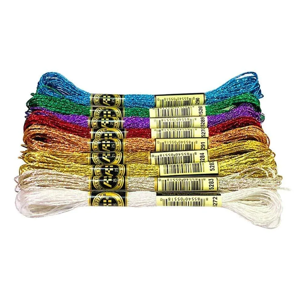 CHICIEVE 11 Pcs Cross Stitch Thread Embroidery Threads Glitter Embroidery Floss Stitch Cotton Floss 8 Yards Embroidery Yarn Sewing Skeins Crafts