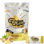 Fusion Select Original Ginger Chews - Sweet Soft Candied Delights From Indonesia - Promotes Relief From Morning Sickness, Upset Stomach - Made from Real Ginger Root, Non-GMO, Vegan Candy