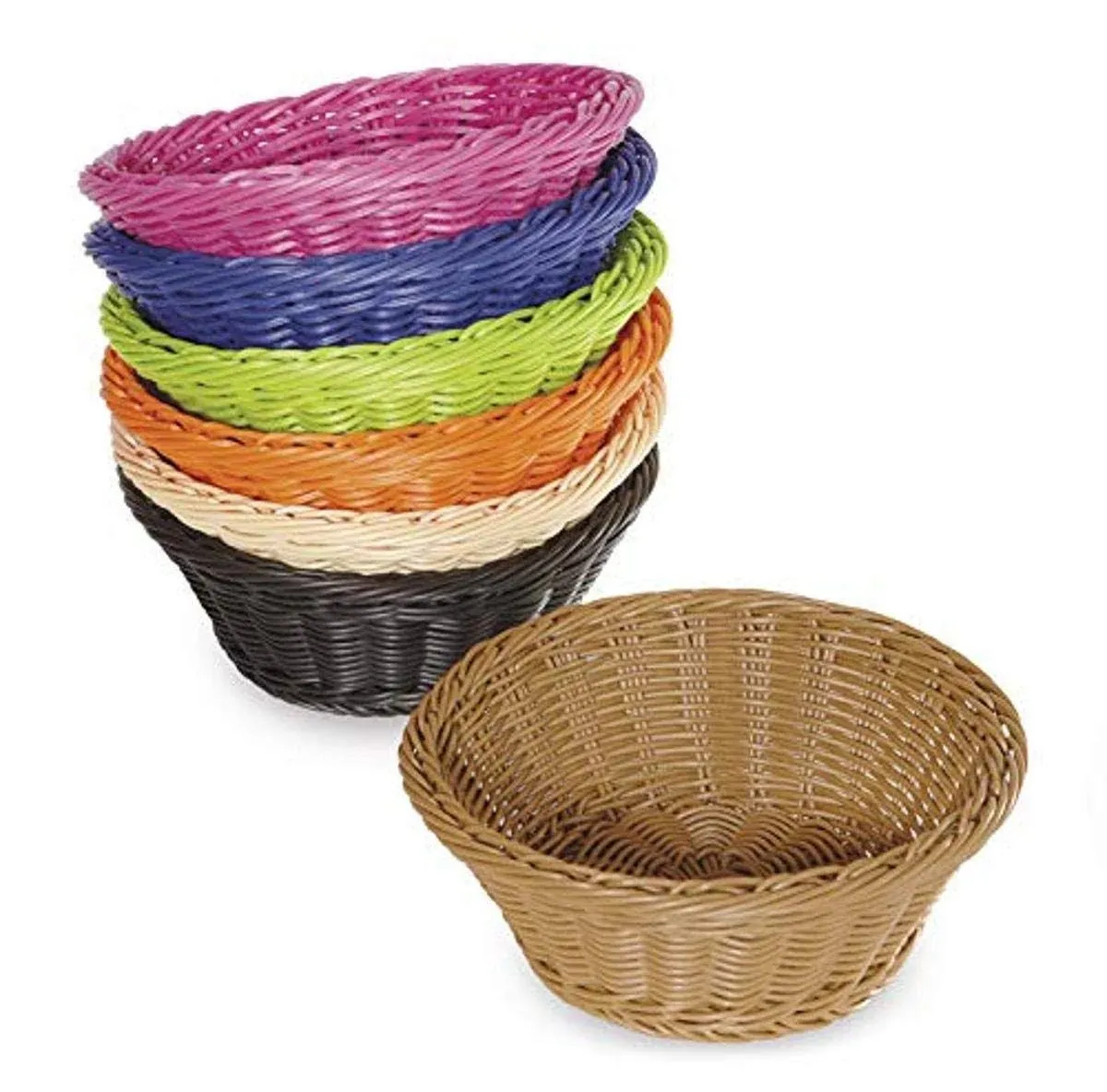 Get Enterprises - WB-1501-N - Designer Polyweave Natural 9 1/2 in Round Basket