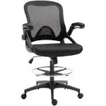 Vinsetto Mesh Drafting Chair, Tall Office Chair with Lumbar Support, Flip-Up Armrests, Footrest Ring and Adjustable Seat Height