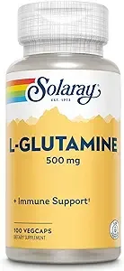 Solaray L Glutamine Capsules 500 mg - Immune Support Supplement - Free Amino Acid - Lab Verified, 60-Day Money-Back Guarantee - 100 Servings, 100 VegCaps