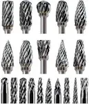 Mars-Rock Carbide Burr Set Compatible with Dremel 1/8" Shank 20pcs Die Grinder Rotary Tool Rasp Wood Carving Bits Accessories Attachments Metal