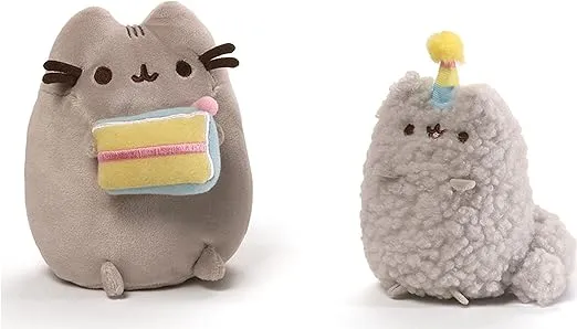 GUND Pusheen and Stormy Birthday Set Plush, Collectible Stuffed Animals for Ages 8 and Up, Gray, 6.5”