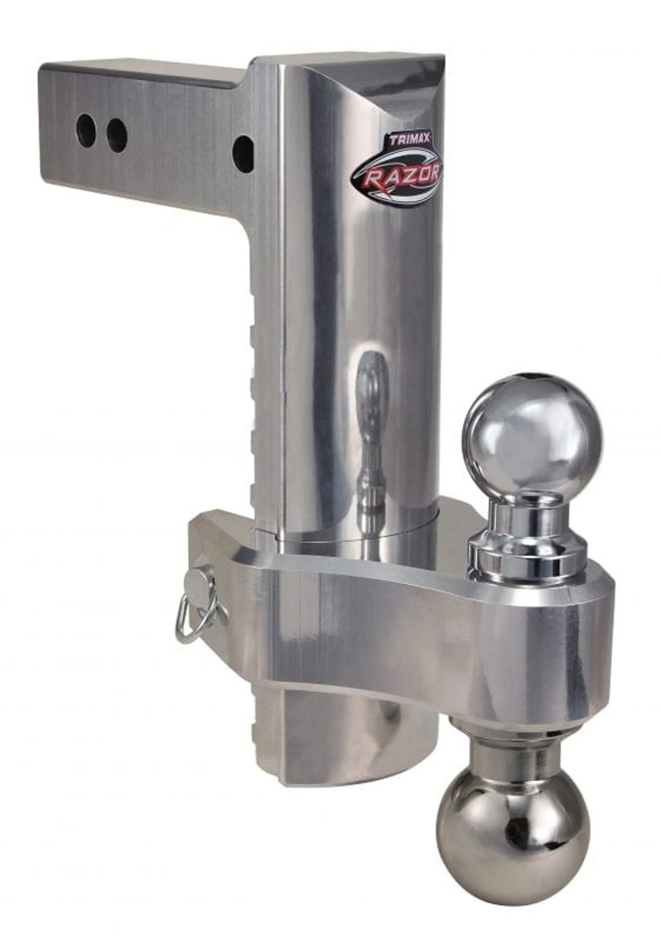 Trimax TRZ10ALHD: 10? HD Aluminum Adjustable Drop Hitch, Pin and Clip Includes: Dual 2? and 2-5/16? Chrome Balls - JEGS