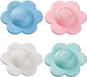 Hair Catcher Silicone Hair Stopper Shower Drain Covers with Suction Cups Suit for Bathroom Bathtub and Kitchen 4 Pack