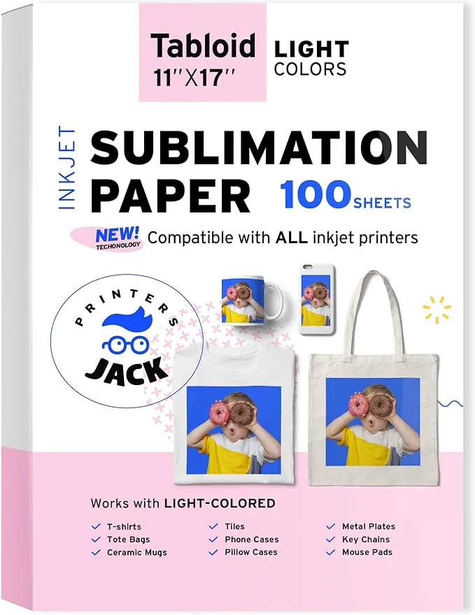 Sublimation Paper 11x17 inches 100 Sheets 120gsm Compatible with Epson, Sawgrass