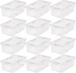 IRIS USA 6 Pack 12qt Plastic Storage Bin with Lid and Secure Latching Buckles, Black