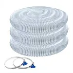 Powertec 70243 2-1/2 in. x 20 ft. Flexible PVC Dust Collection Hose with 2 Key Hose Clamps, Clear Color