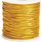 Metallic Stretch Cord Elastic Cords Ribbon Metallic Tinsel Cord Dreadlock Braiding Rope for Ornament Hanging Gift Wrapping,1 mm 60 Yards (Gold)