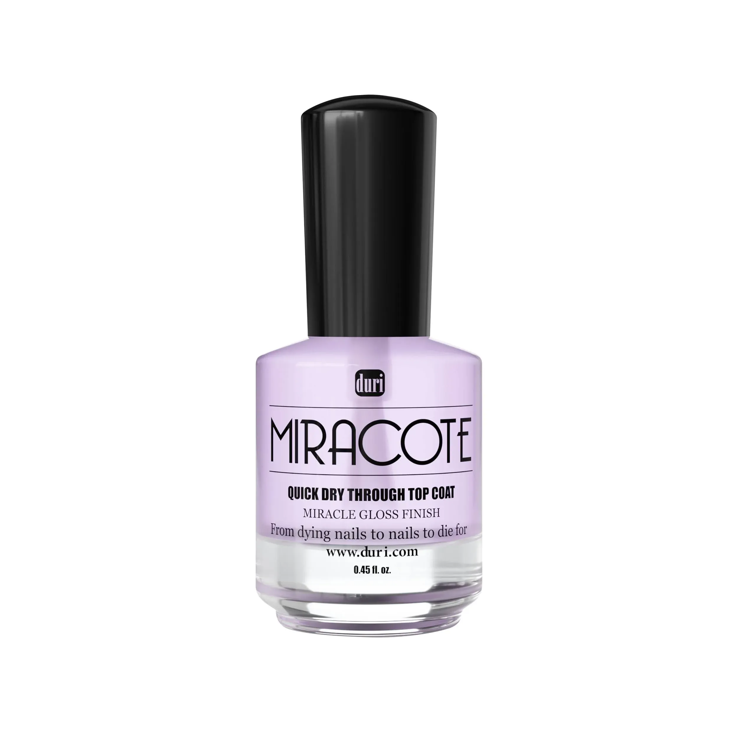 duri Miracote Quick Dry Through Top Coat for Miracle Gloss Finish, None Yellowing, Low Viscosity, Protects Polish from Chipping, Super Glossy, Long Lasting