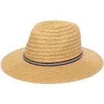 San Diego Hat Company Men&#039;s Panama Straw Hat Jacquard Trim Natural Light Brown