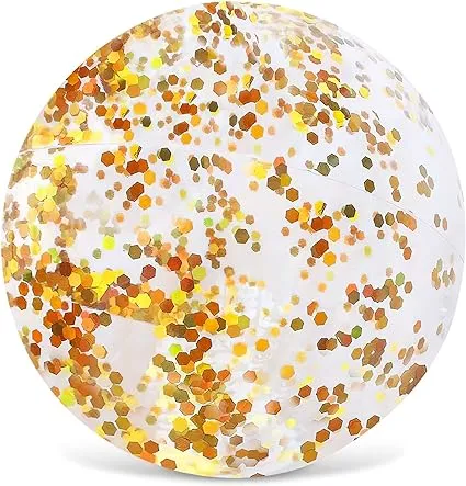 AMOR PRESENT Beach Ball, 16" Glitter Beach Ball Inflatable Beach Balls for Kids & Toddlers Pool Balls Summer Party Favors