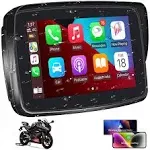 SANPTENT Portable Carplay Screen for Motorcycle, Wireless Apple CarPlay & Android Auto, 5-Inch IP67 Waterproof GPS Navigation, Voice Control, 5G Dual Bluetooth, TF Input