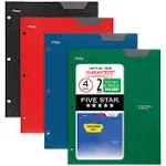 Five Star Two-Pocket Stay-Put Plastic Folder, 11 x 8.5, Assorted, 4/Pack