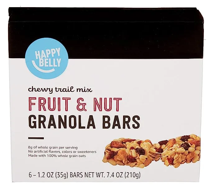 Happy Belly Fruit & Nut Chewy Trail Mix Granola Bars, 6 Count