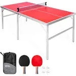 GoSports Mid Size 6 ft. x 3 ft. Indoor Outdoor Table Tennis Ping Pong Game Set