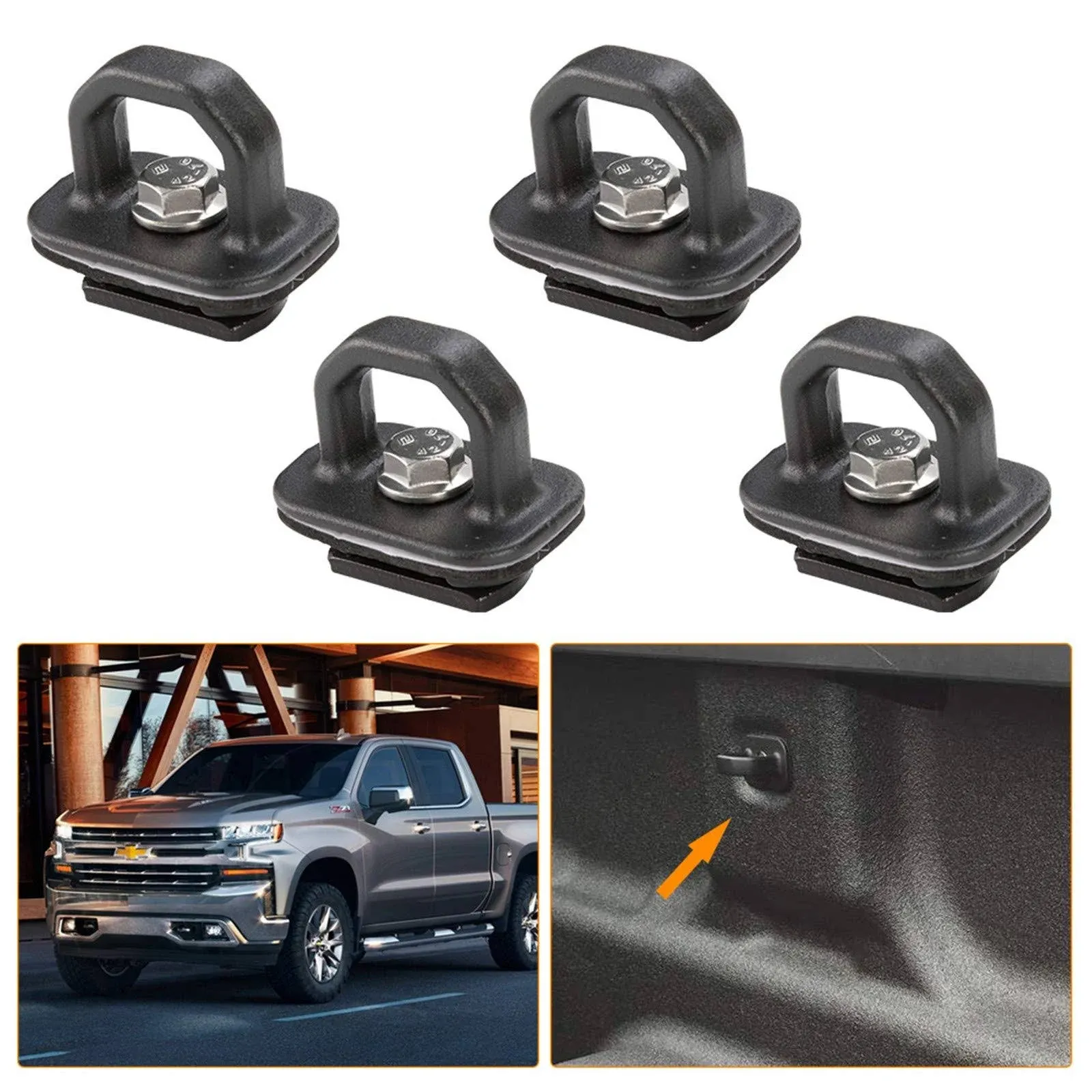 Kiwi Master Tie Down Anchors Compatible for 2007-2023 Chevy Silverado/GMC Sierra, 2015-2023 Chevy Colorado/GMC Canyon Truck Bed Tie Downs Anchors