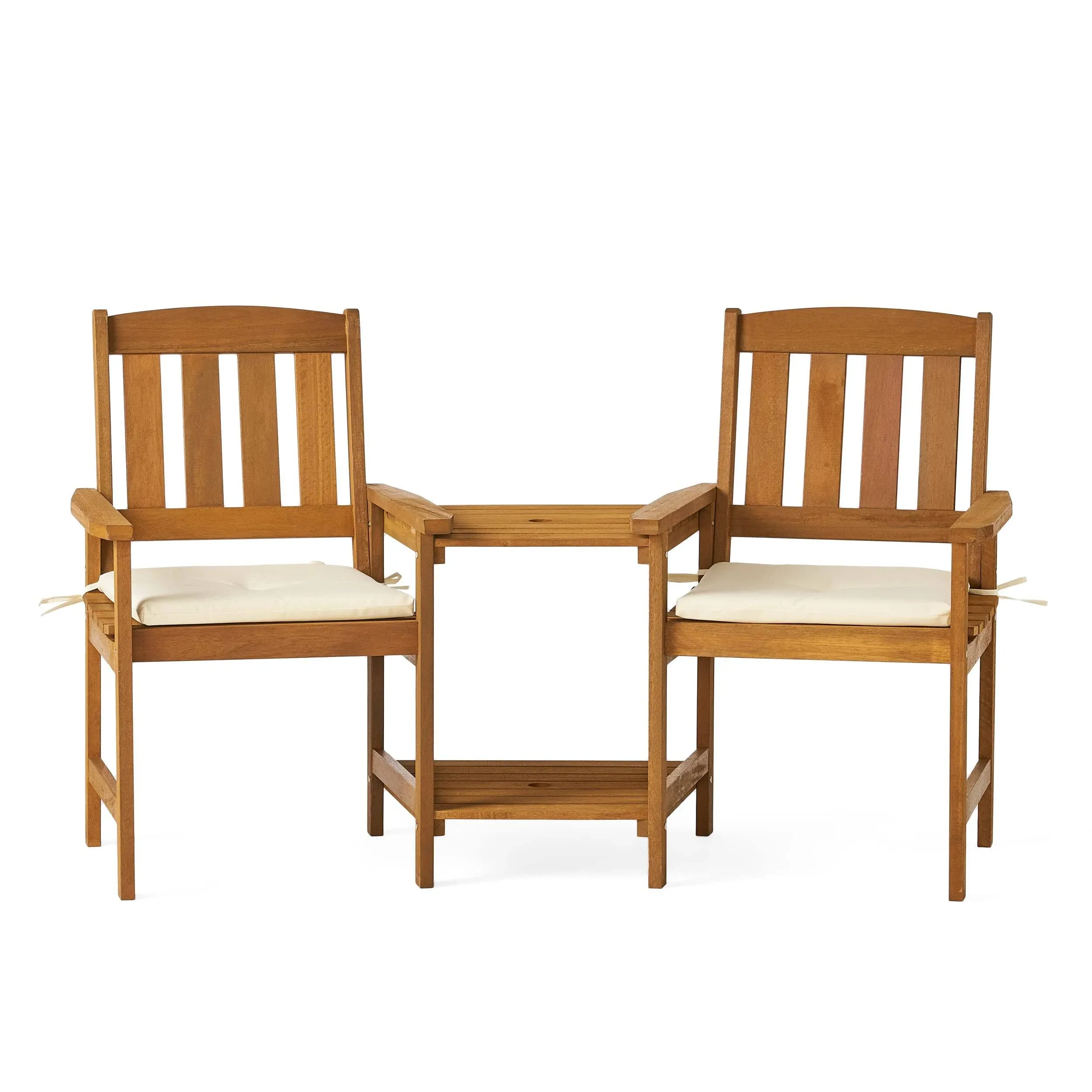 Christopher Knight Home Las Brisas Outdoor Wood Adjoining 2-Seater Chairs with ...