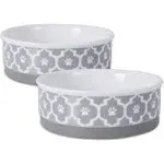 Bone Dry DII Pet Bowl Lattice Gray Medium 6Dx2H (Set of 2)