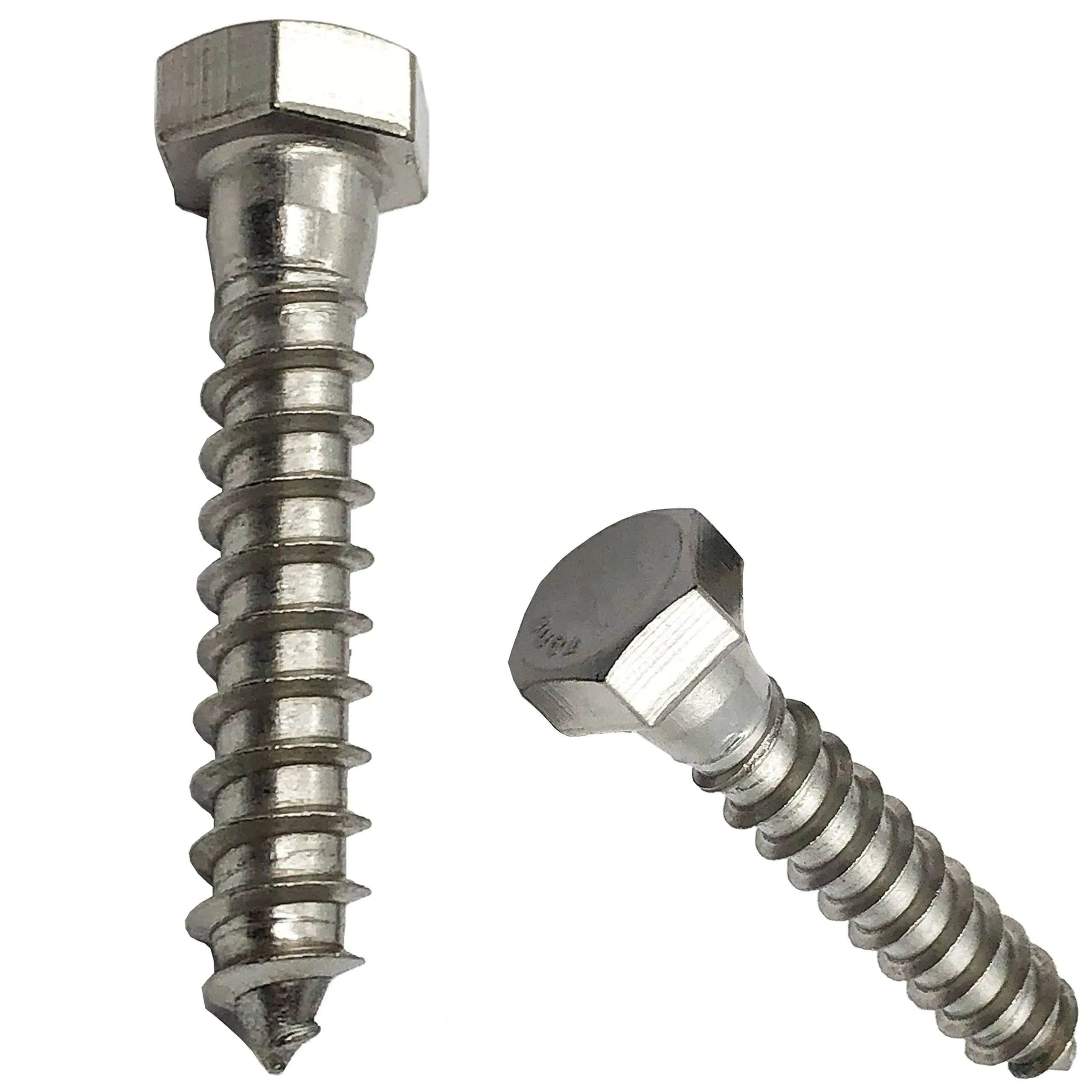 3/8" X 1.5" - 304 Grade Stainless Steel lag screws, Hex head fasteners, stainless steel screw. Use as Construction, wood, metal, lag screw, mounting screws fasteners lag bolts. Heavy duty screws. (25)