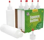 6-pack Plastic Squeeze Condiment Bottles - 8 Ounce with Red Tip - Made in USA